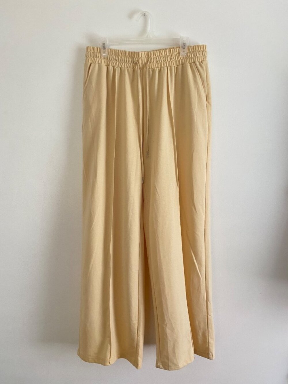 New! Sunbs Elastic Waist Wide-Leg Beige Casual Pants With Drawstring Size XL